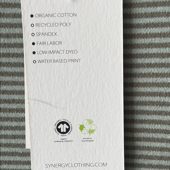 Synergy Organic Clothing Green Striped Reset Dress Kalamata Long Sleeve Womens M - Picture 4 of 10